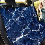 Blue White Marble Print Pet Car Back Seat Cover