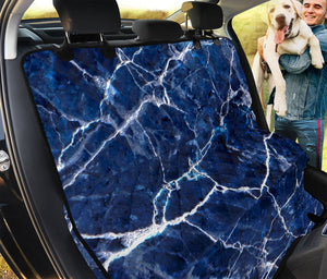 Blue White Marble Print Pet Car Back Seat Cover