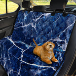 Blue White Marble Print Pet Car Back Seat Cover