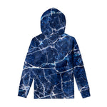 Blue White Marble Print Pullover Hoodie