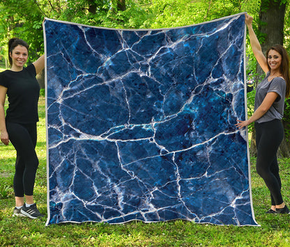 Blue White Marble Print Quilt