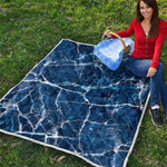 Blue White Marble Print Quilt