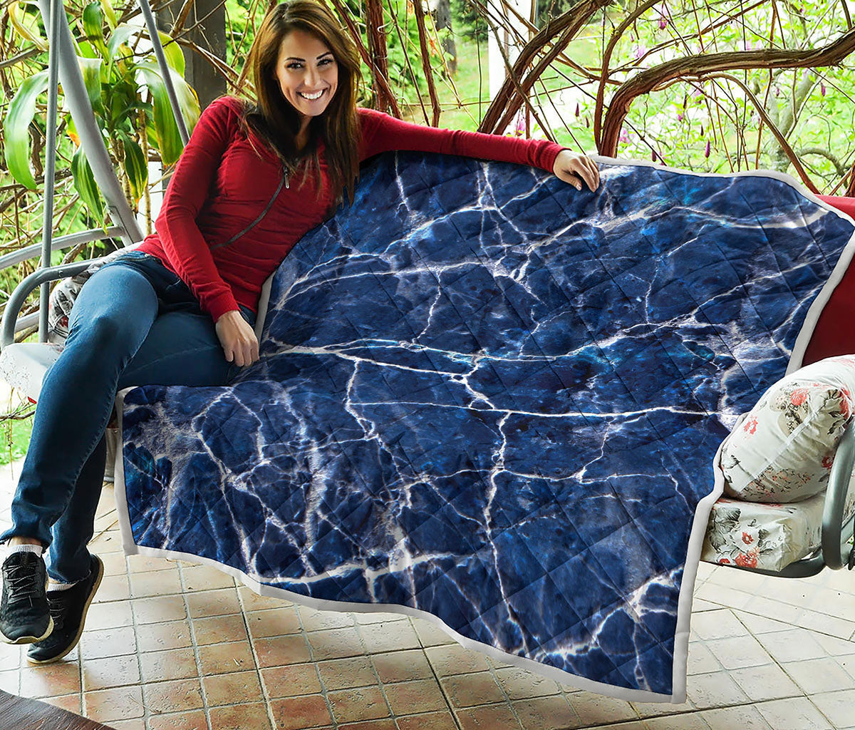 Blue White Marble Print Quilt