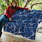 Blue White Marble Print Quilt