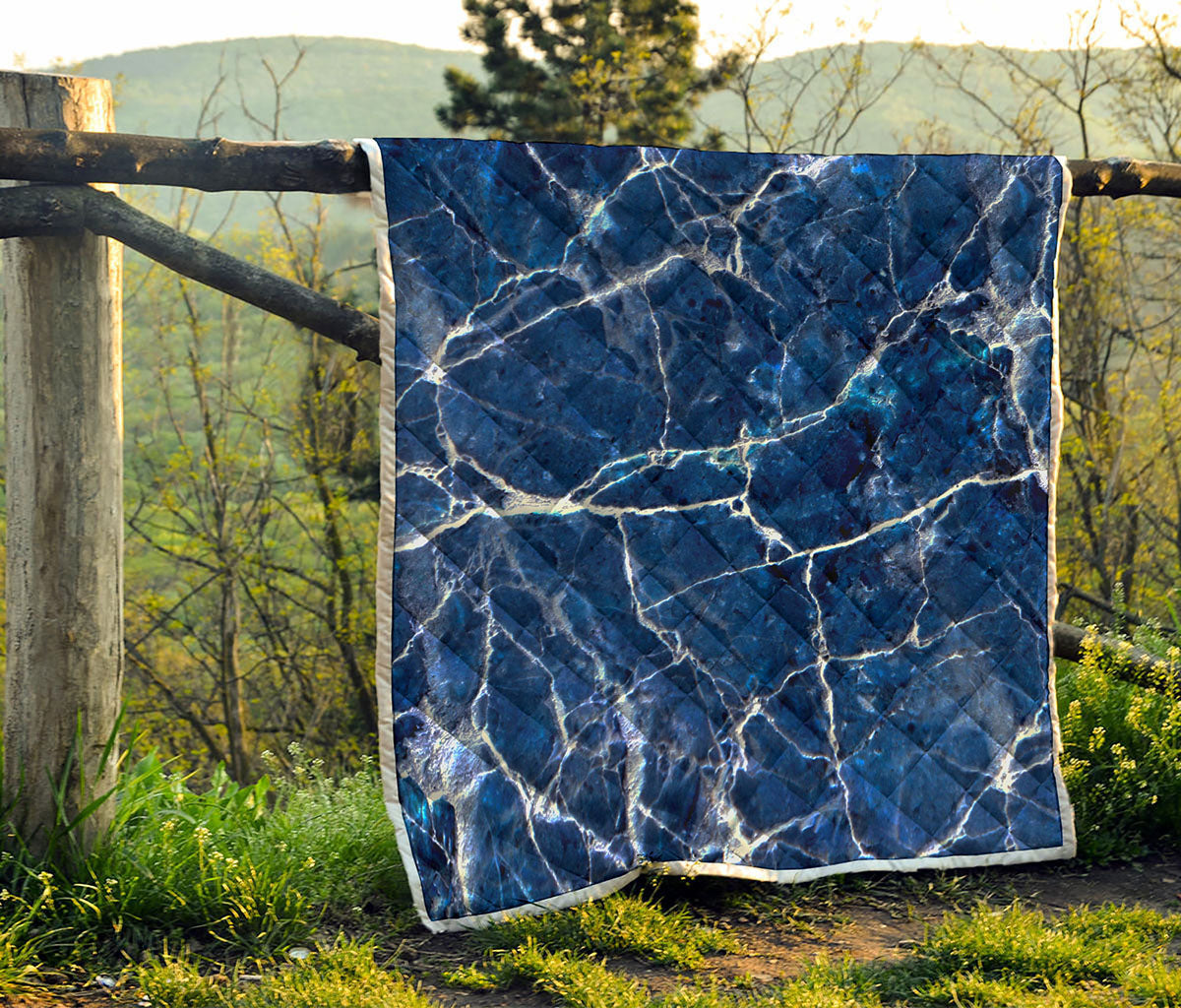 Blue White Marble Print Quilt