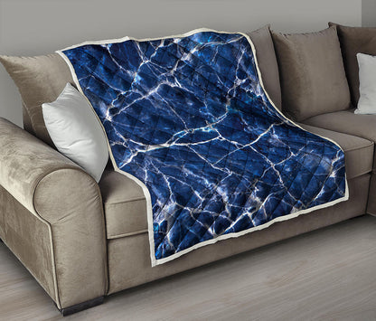 Blue White Marble Print Quilt