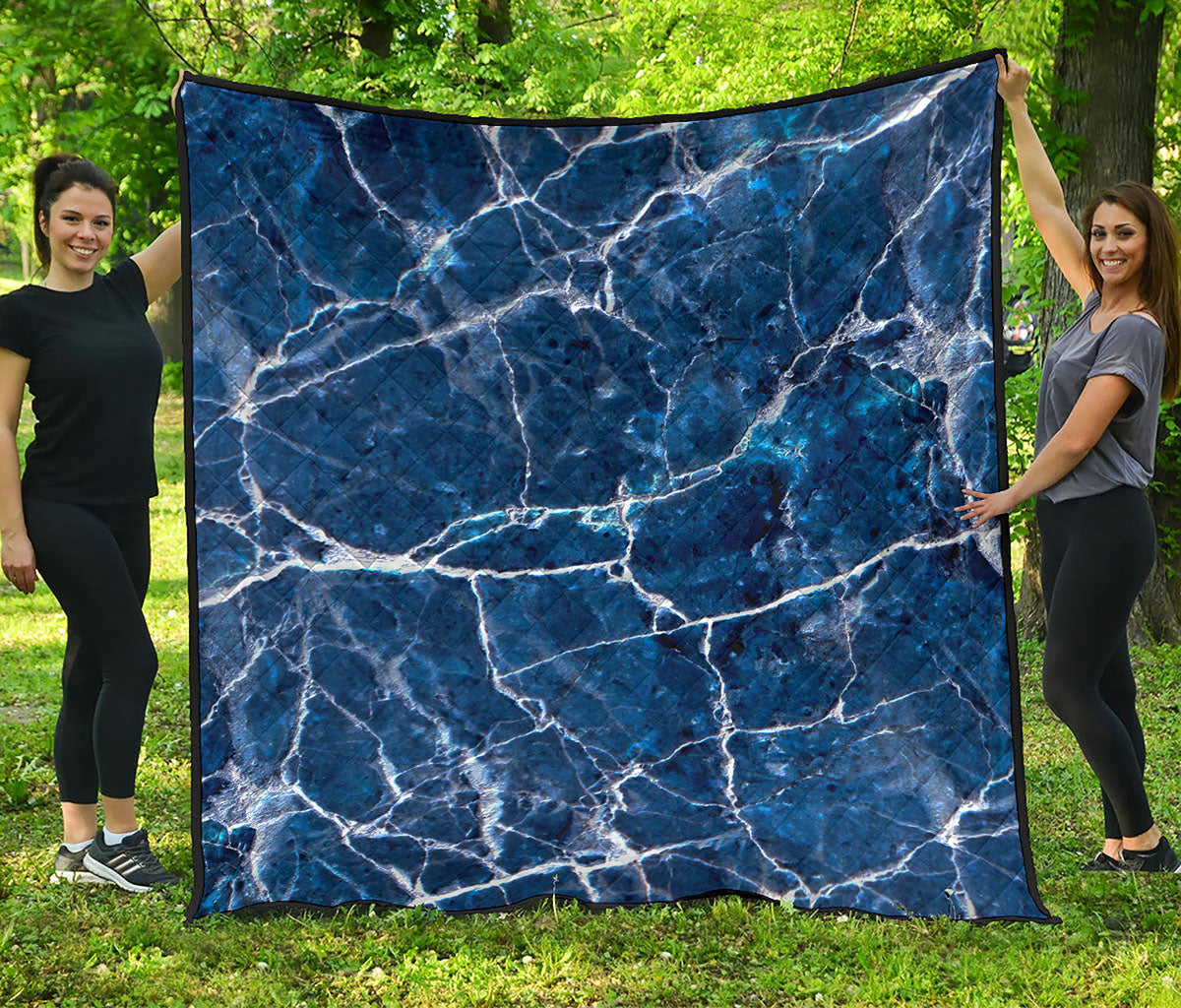 Blue White Marble Print Quilt