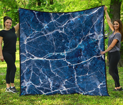 Blue White Marble Print Quilt