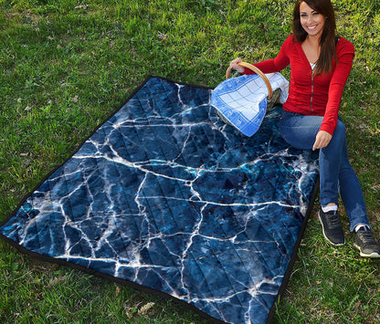 Blue White Marble Print Quilt