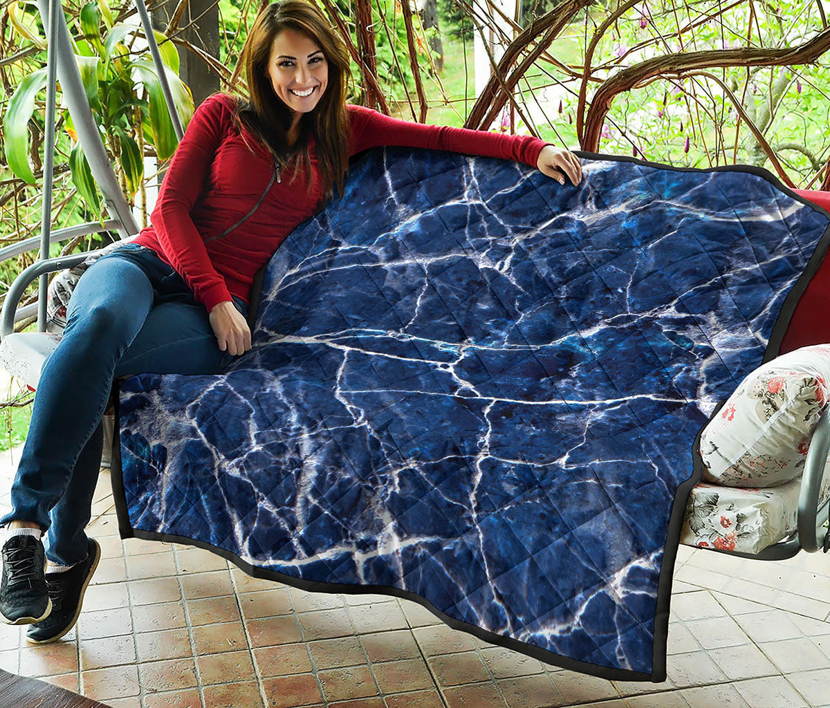 Blue White Marble Print Quilt
