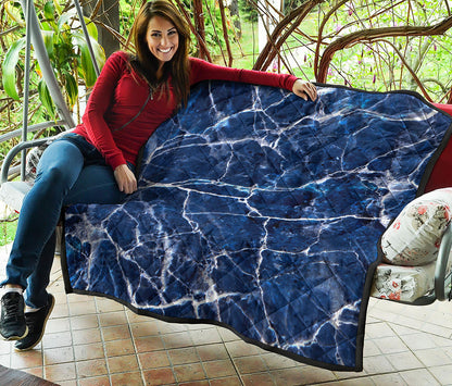 Blue White Marble Print Quilt