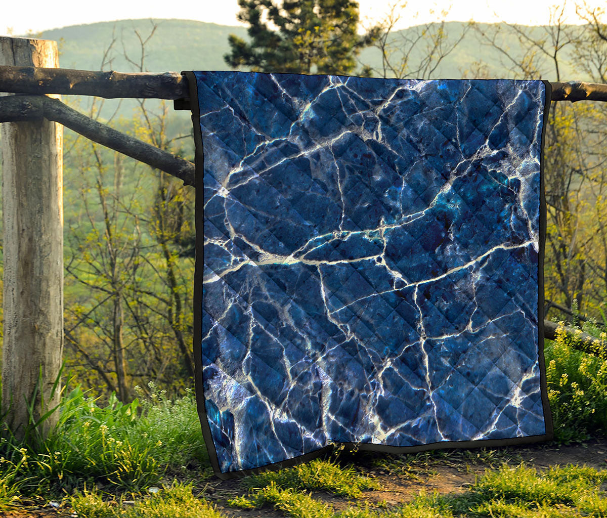 Blue White Marble Print Quilt