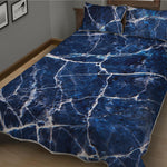 Blue White Marble Print Quilt Bed Set