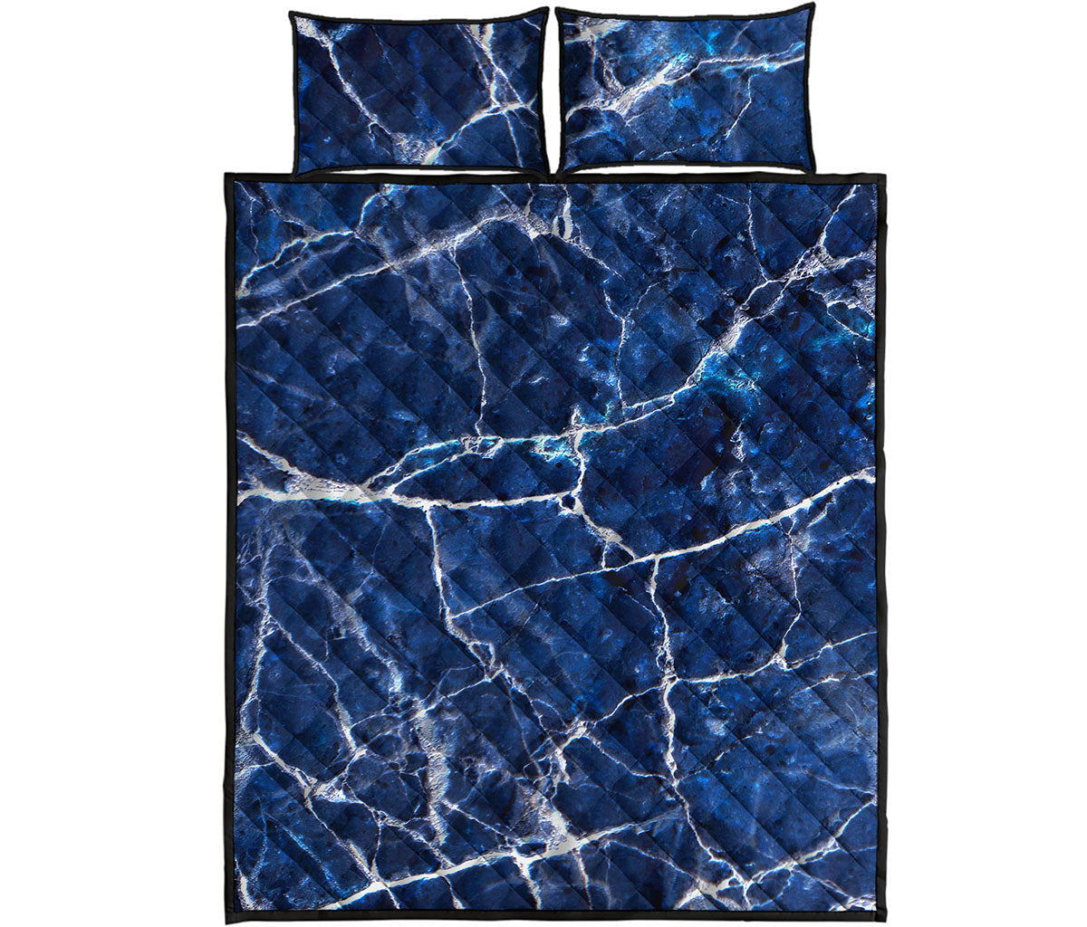 Blue White Marble Print Quilt Bed Set