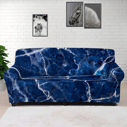 Blue White Marble Print Sofa Cover