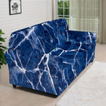 Blue White Marble Print Sofa Cover
