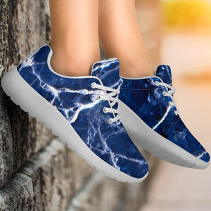 Blue White Marble Print Sport Shoes GearFrost