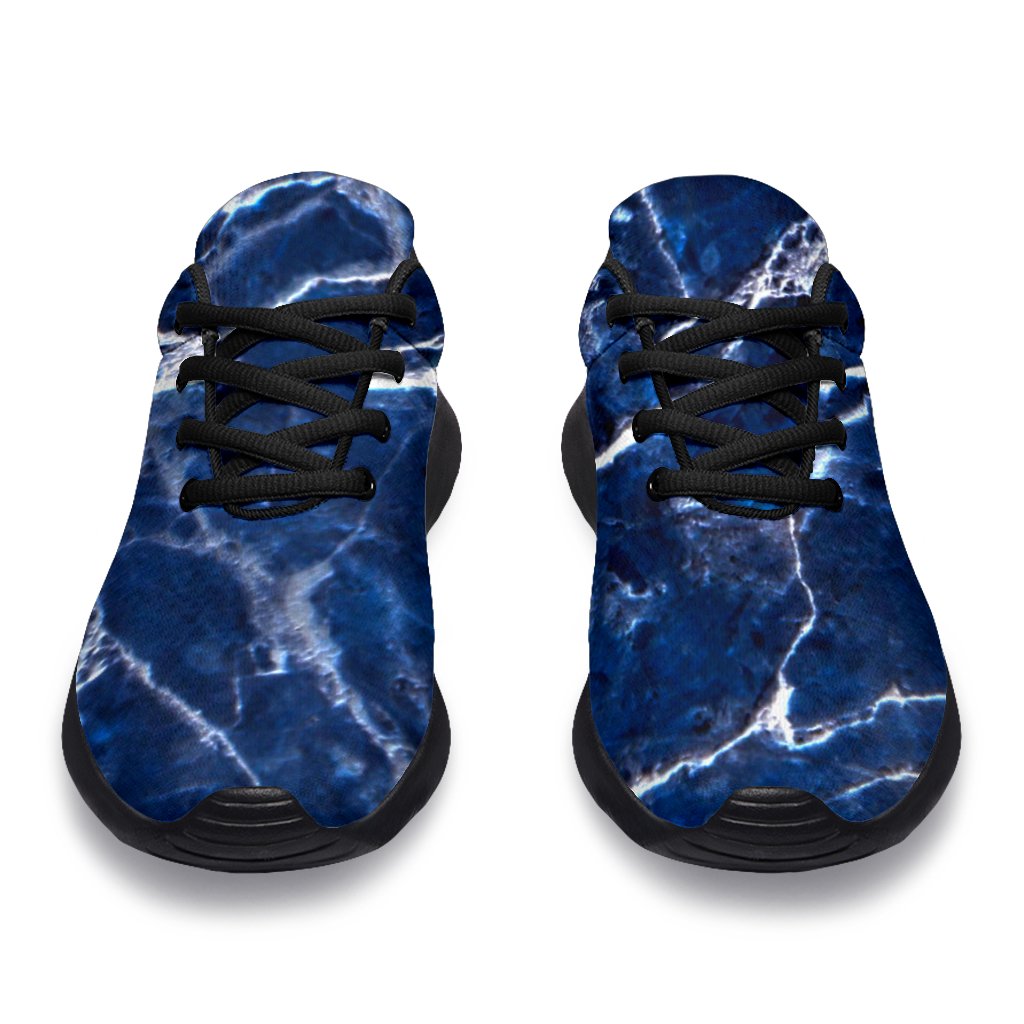 Blue White Marble Print Sport Shoes GearFrost