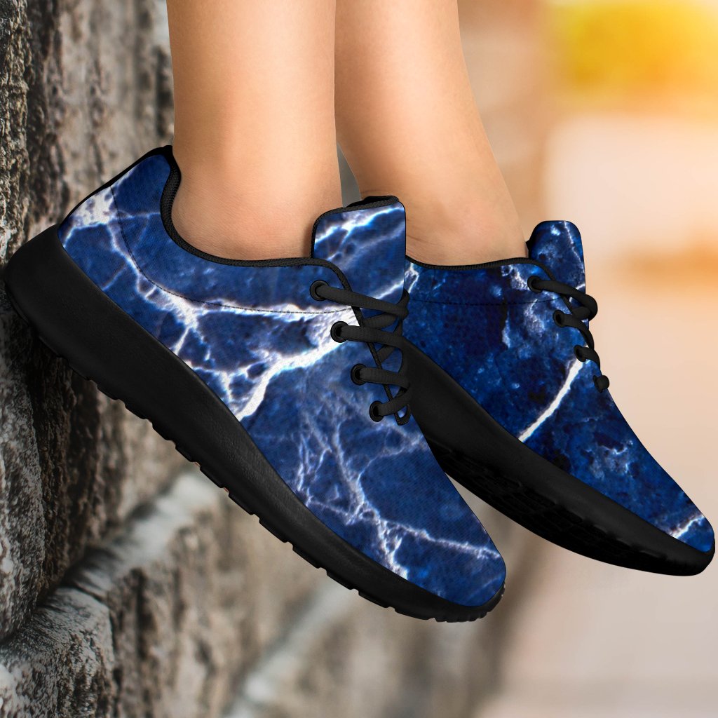 Blue White Marble Print Sport Shoes GearFrost