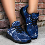 Blue White Marble Print Sport Shoes GearFrost