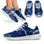 Blue White Marble Print Sport Shoes GearFrost