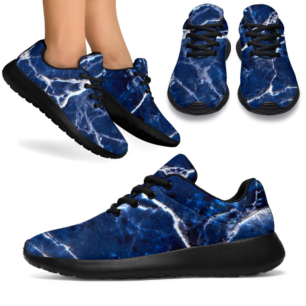 Blue White Marble Print Sport Shoes GearFrost