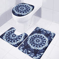 Blue Winter Mandala Print 3 Piece Bath Mat Set