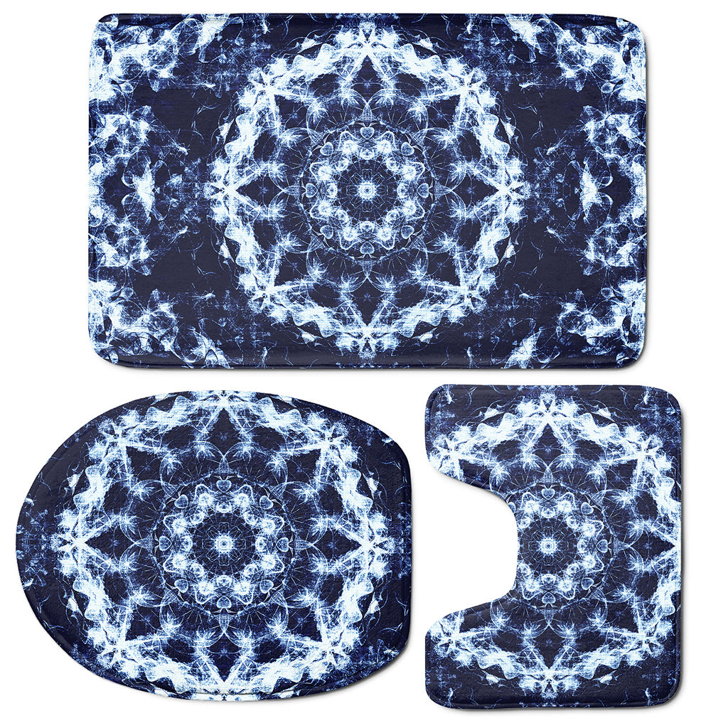 Blue Winter Mandala Print 3 Piece Bath Mat Set
