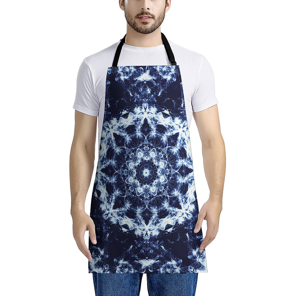 Blue Winter Mandala Print Apron