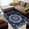 Blue Winter Mandala Print Area Rug