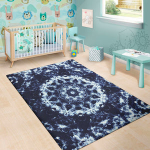 Blue Winter Mandala Print Area Rug