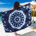 Blue Winter Mandala Print Beach Sarong Wrap