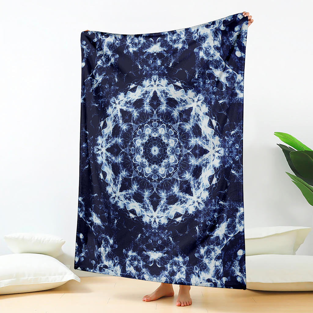 Blue Winter Mandala Print Blanket