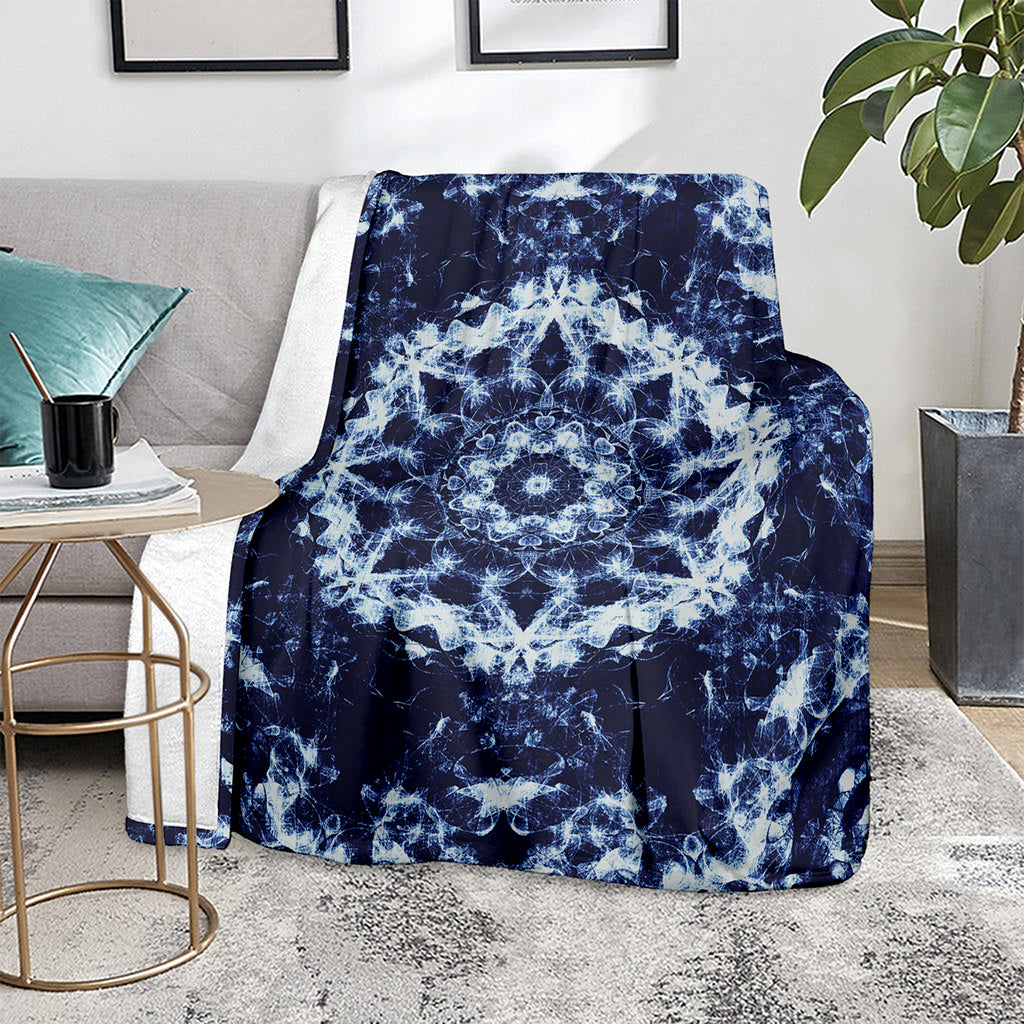 Blue Winter Mandala Print Blanket