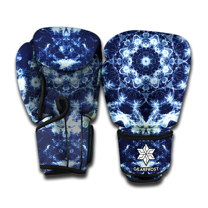 Blue Winter Mandala Print Boxing Gloves