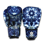 Blue Winter Mandala Print Boxing Gloves