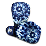 Blue Winter Mandala Print Boxing Gloves