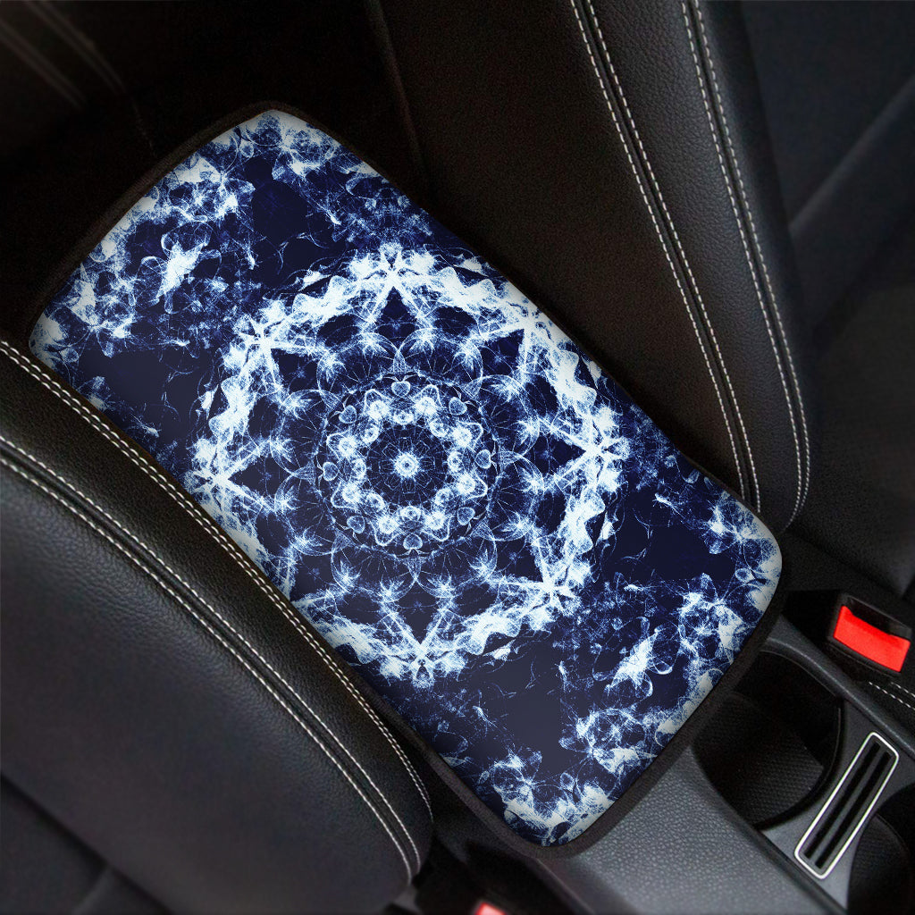 Blue Winter Mandala Print Car Center Console Cover