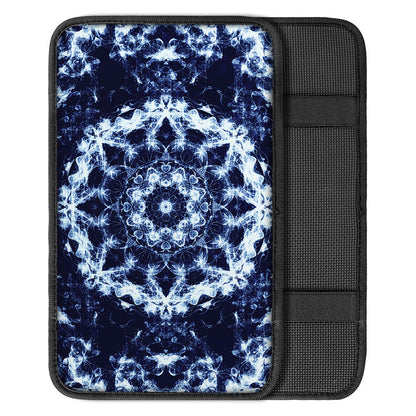 Blue Winter Mandala Print Car Center Console Cover
