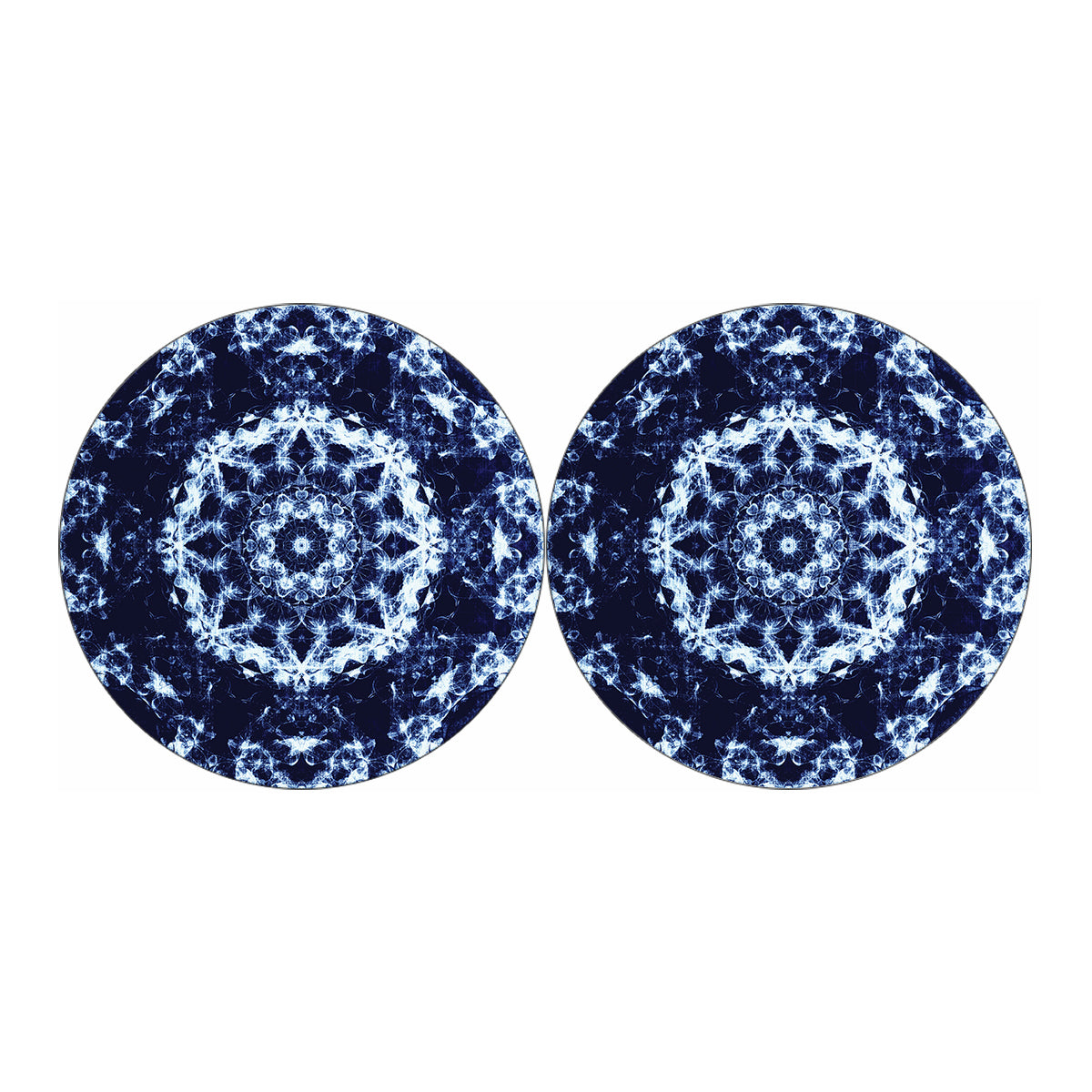 Blue Winter Mandala Print Car Coasters