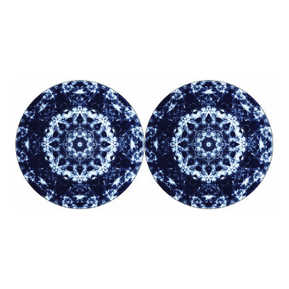 Blue Winter Mandala Print Car Coasters