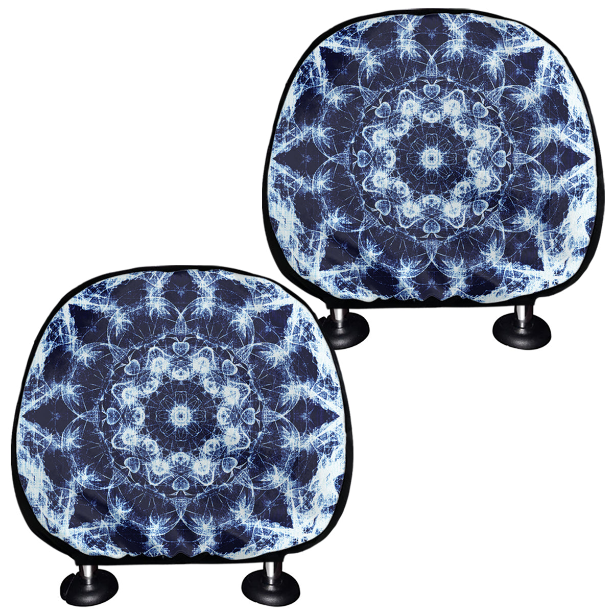 Blue Winter Mandala Print Car Headrest Covers