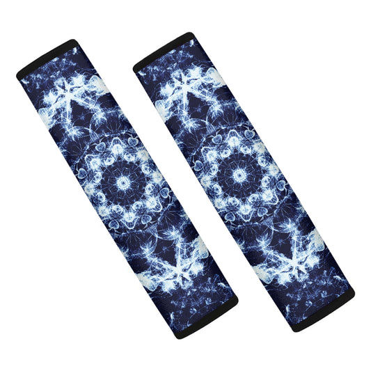 Blue Winter Mandala Print Car Seat Belt Covers