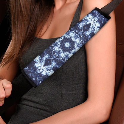 Blue Winter Mandala Print Car Seat Belt Covers