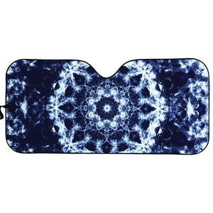 Blue Winter Mandala Print Car Sun Shade