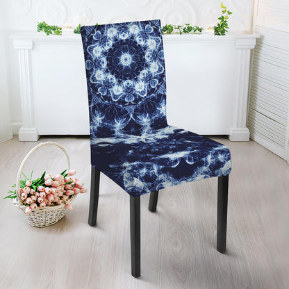 Blue Winter Mandala Print Dining Chair Slipcover