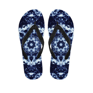 Blue Winter Mandala Print Flip Flops