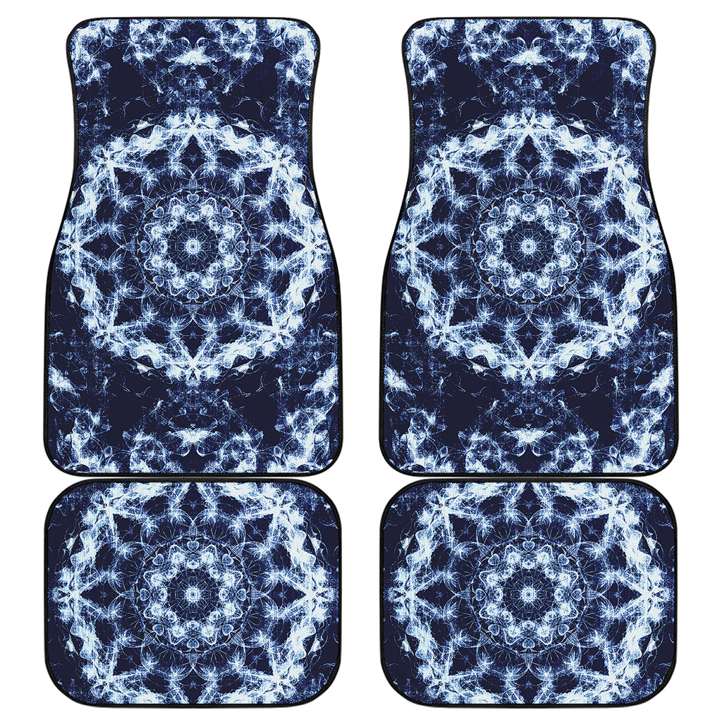 Blue Winter Mandala Print Front and Back Car Floor Mats