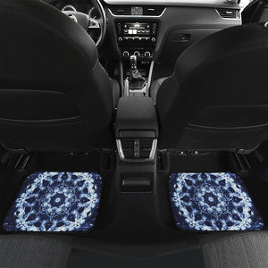 Blue Winter Mandala Print Front and Back Car Floor Mats