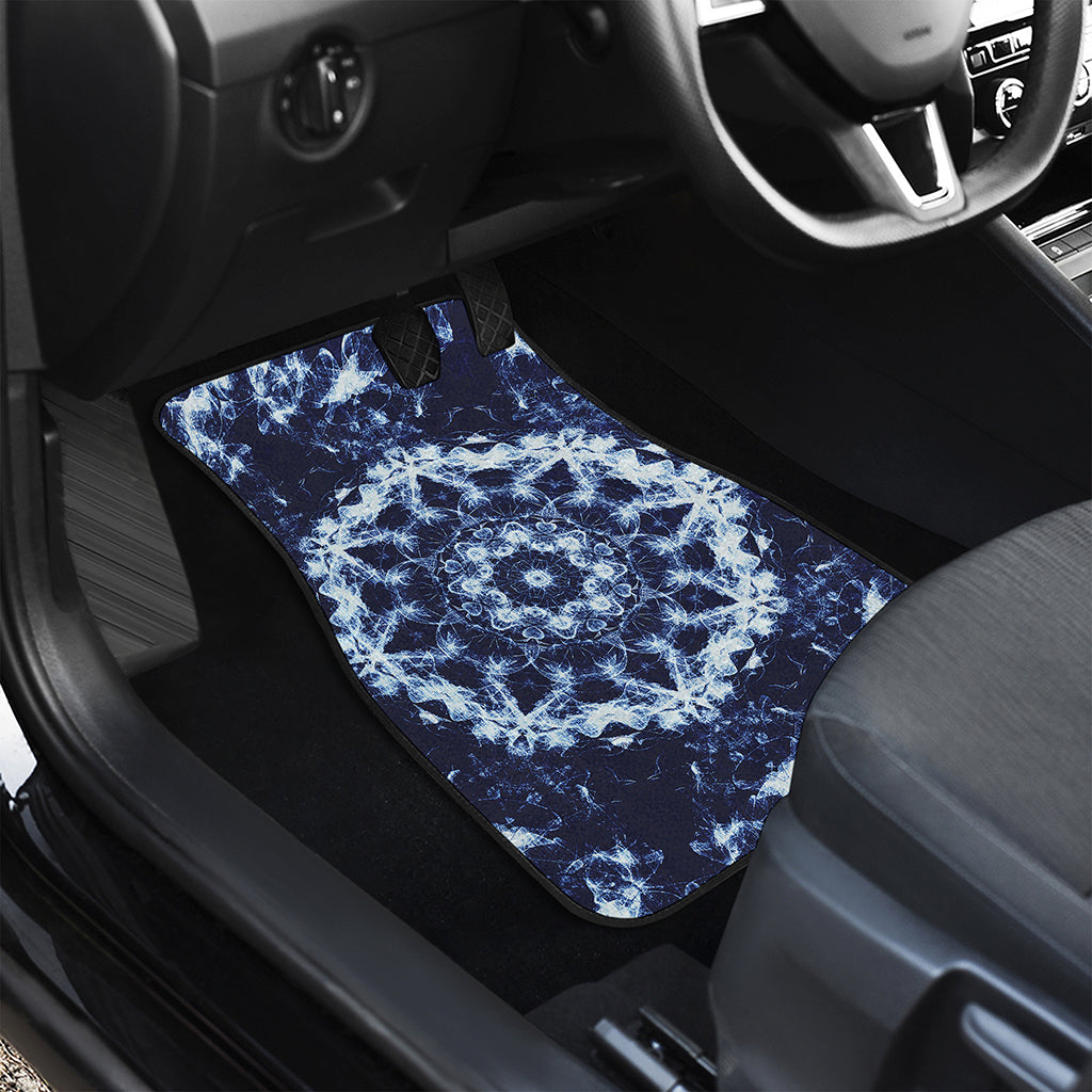 Blue Winter Mandala Print Front and Back Car Floor Mats